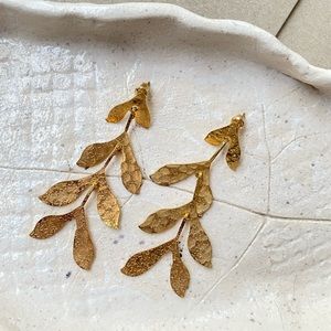 Anthropologie Gold Vine Drop Earrings